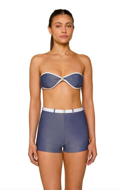 FAE Swim Gia Denim White High Waist Shorts Sz XS NWT